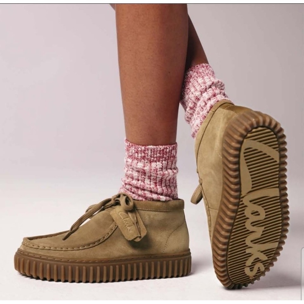 Clarks‎ Kids Suede Wallabee Style Shoes Tan US 13.5 Youth Moc Toe Casual